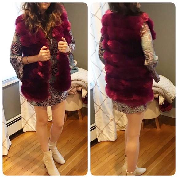 Jackets & Blazers - Burgundy Faux Fur Vest